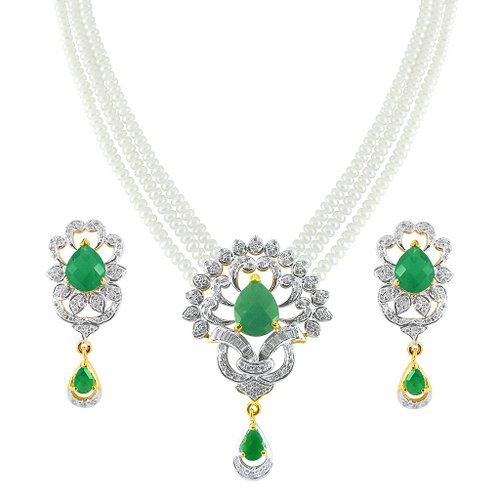  Jagdamba Pearls Pearl Pendant For Women -White, Gold 