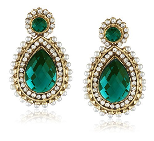 Ava Traditional Drop Earrings for Women (Green) (E-VS-051)