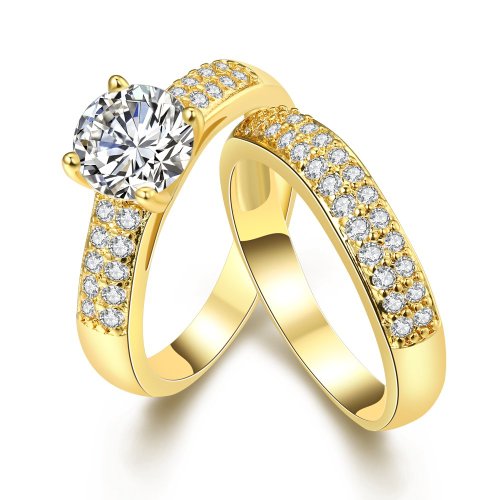 Golden High Grade Crystal Layer Proposal Rings Couple Rings for Girls and Boys by YELLOW CHIMES