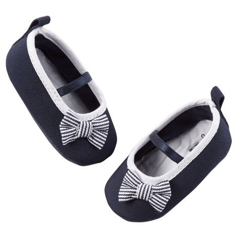 Carter's Stripe Bow Mary Jane Crib Shoes