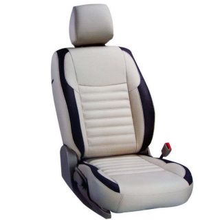 Hi Art Beige & Black Leatherite Seat Cover For Tata Sumo Grand (Option 3)