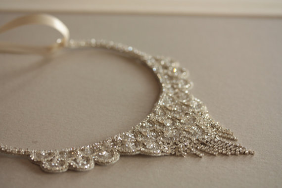 Bridal necklace, beaded bridal bib necklace - Vintage inspired