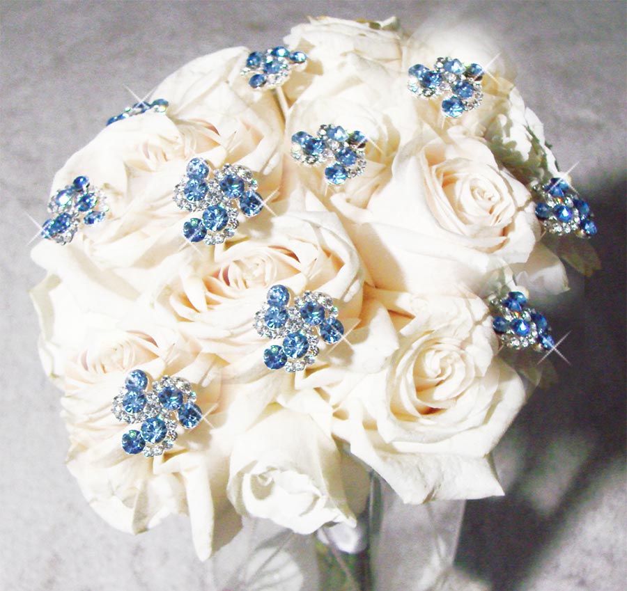 Light Blue Crystal Swirl Bouquet Jewels - Set of 2