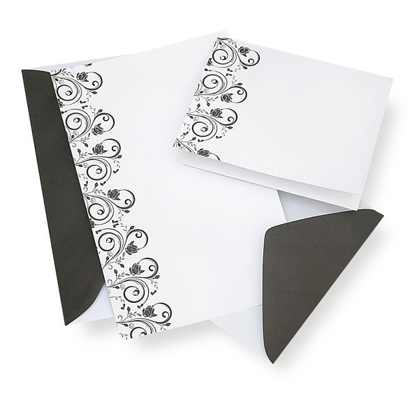 Black & White Omate Invitation Kit (50 Count)