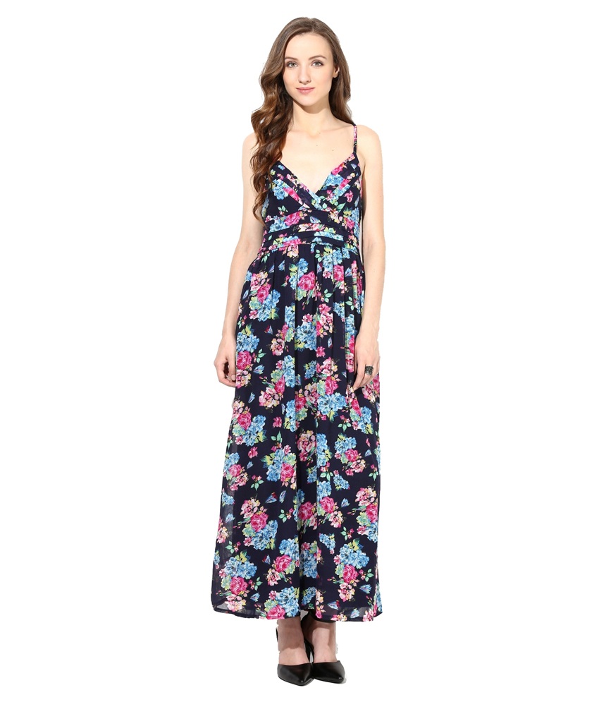 Rose Vanessa Blue Polyester Maxi Dress