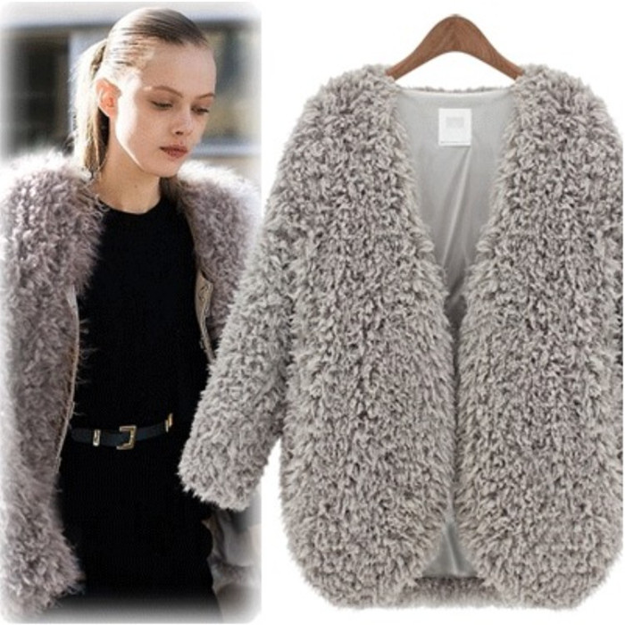 Trendy Fluffy Coats Shaggy Faux Fur Cape Cardigan Jacket For Women
