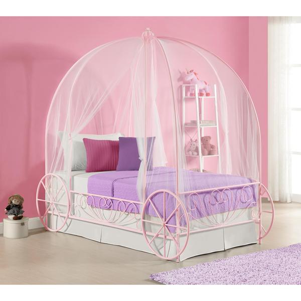 DHP Pink Metal Twin Carriage Bed