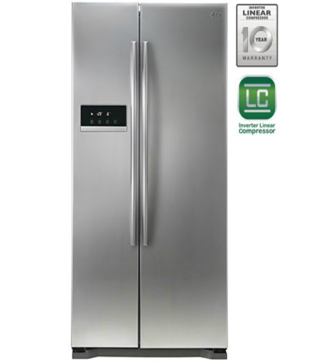 LG 581 Ltr GC-B207GLQV Side By Side Frost Free Refrigerator Platinum Silver